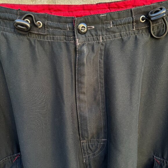 Gap Vintage Mens Black Cargo Baggy Paratrooper Drawstring Waist Parachute Pants - Picture 2 of 9